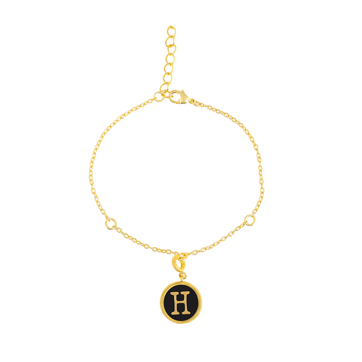 Alphabet H Black Enamel Charm - Image 3