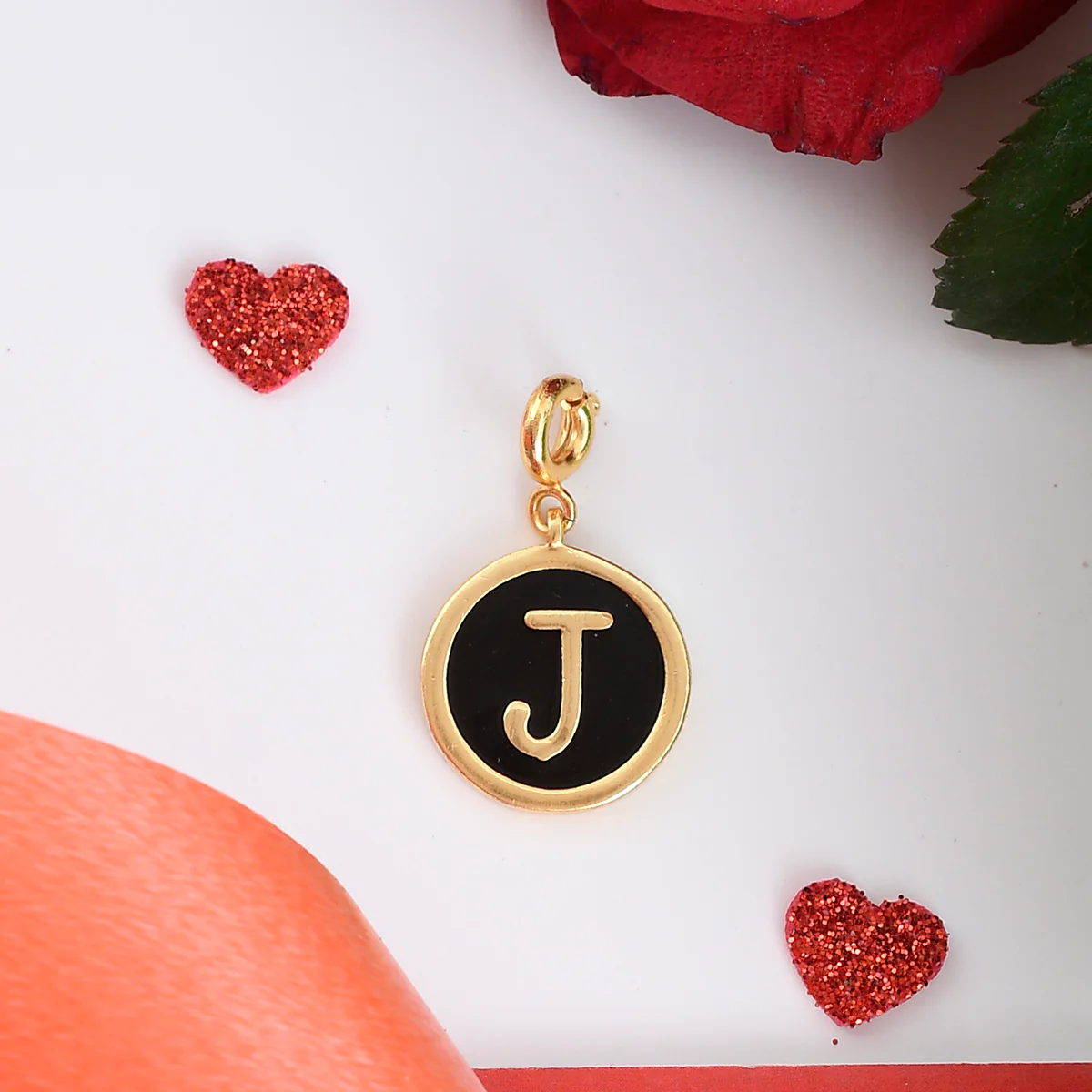 Alphabet J Black Enamel Charm
