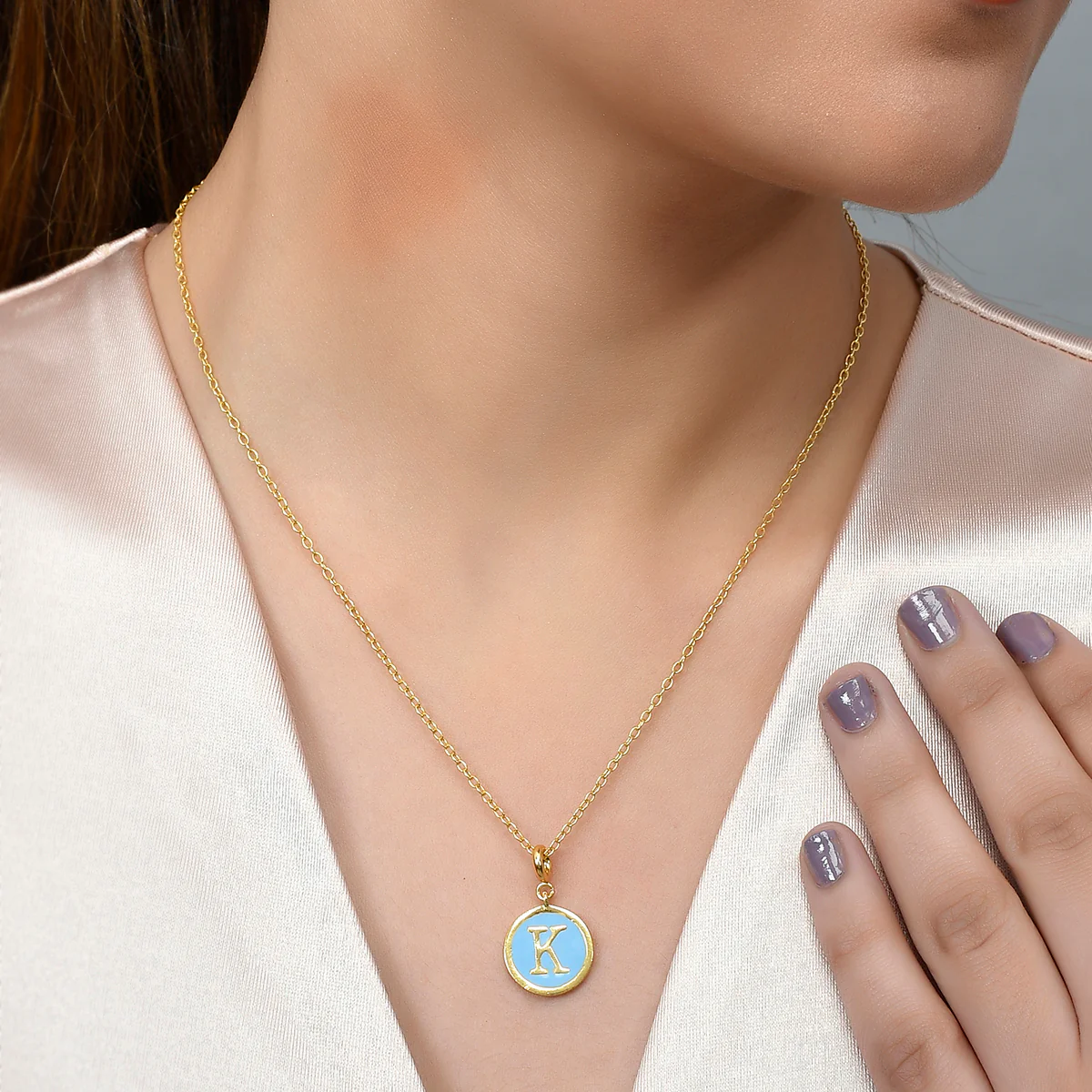 Alphabet K Blue Enamel Charm - Image 2