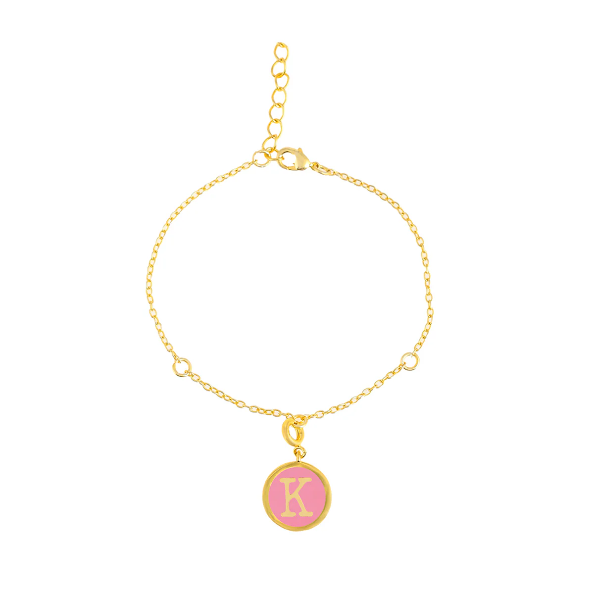 Alphabet K Pink Enamel Charm - Image 4