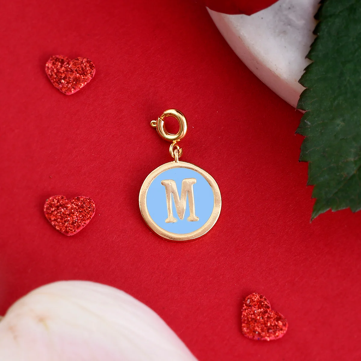 Alphabet M Blue Enamel Charm