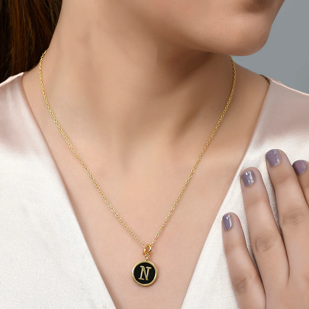 Alphabet N Black Enamel Charm - Image 2