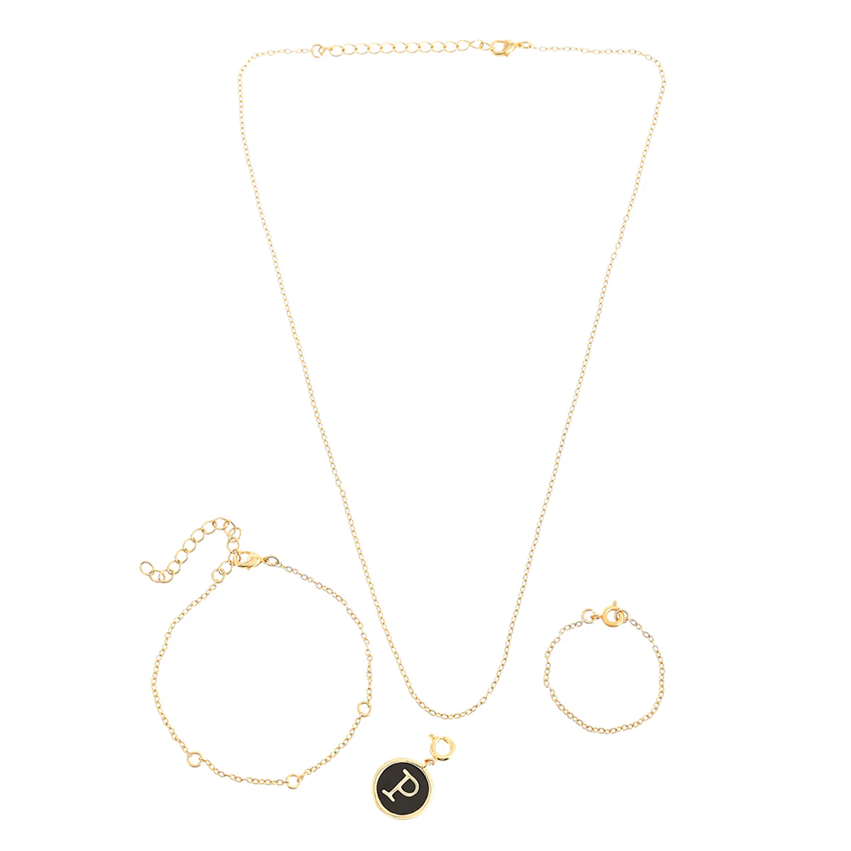 Alphabet P Black Enamel Charm - Image 3