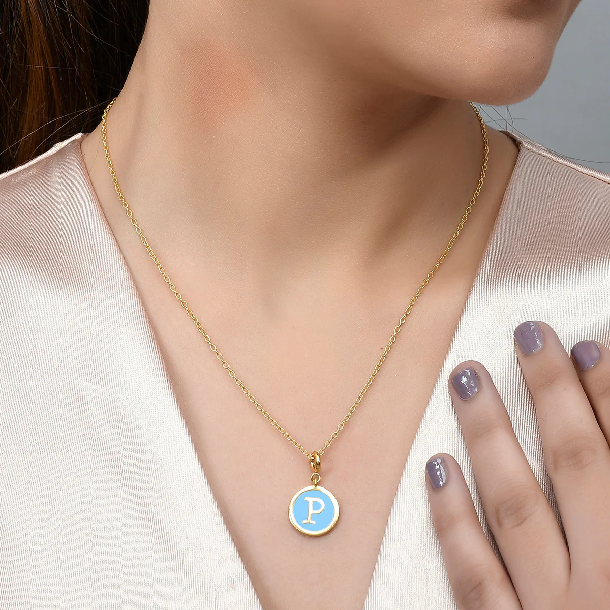 Alphabet P Blue Enamel Charm - Image 2