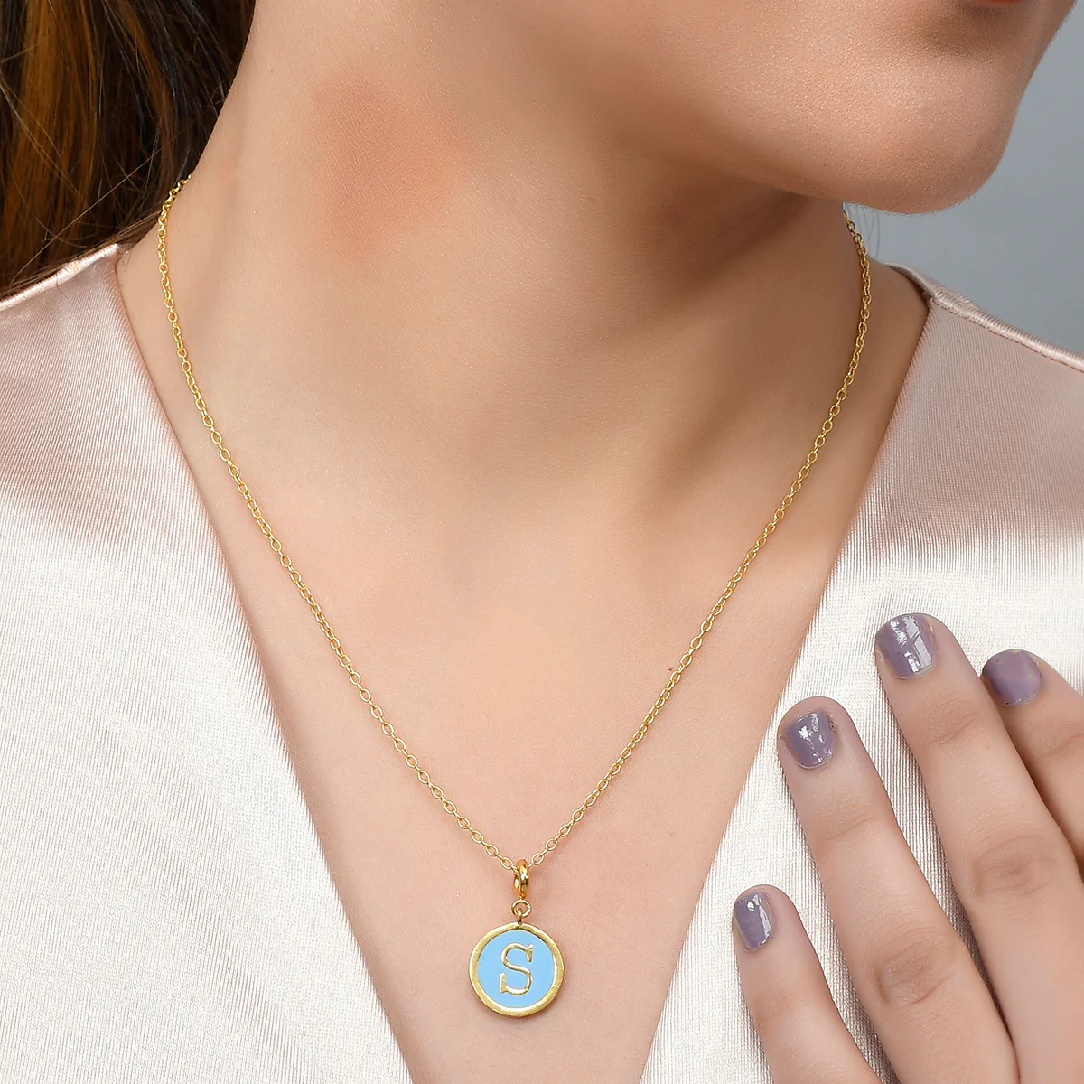 Alphabet S Blue Enamel Charm - Image 2