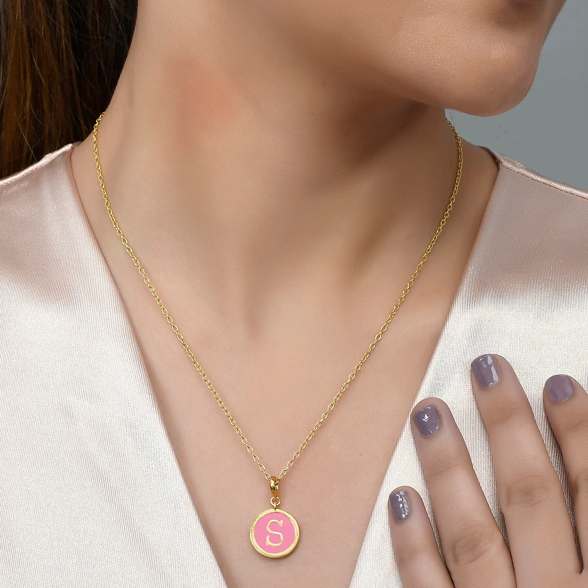 Alphabet S Pink Enamel Charm - Image 2