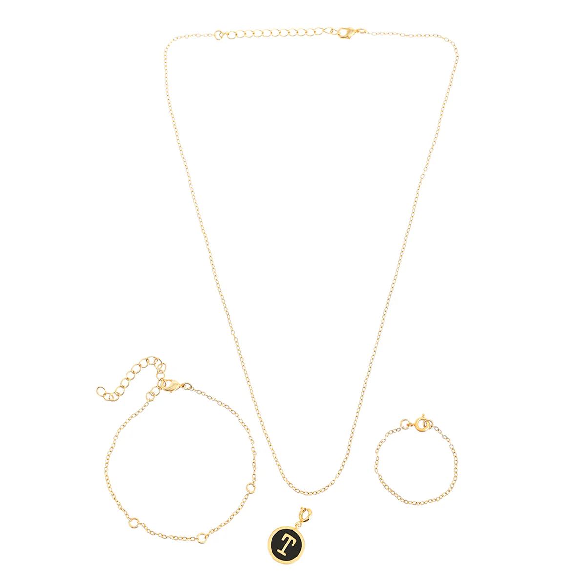 Alphabet T Black Enamel Charm - Image 3