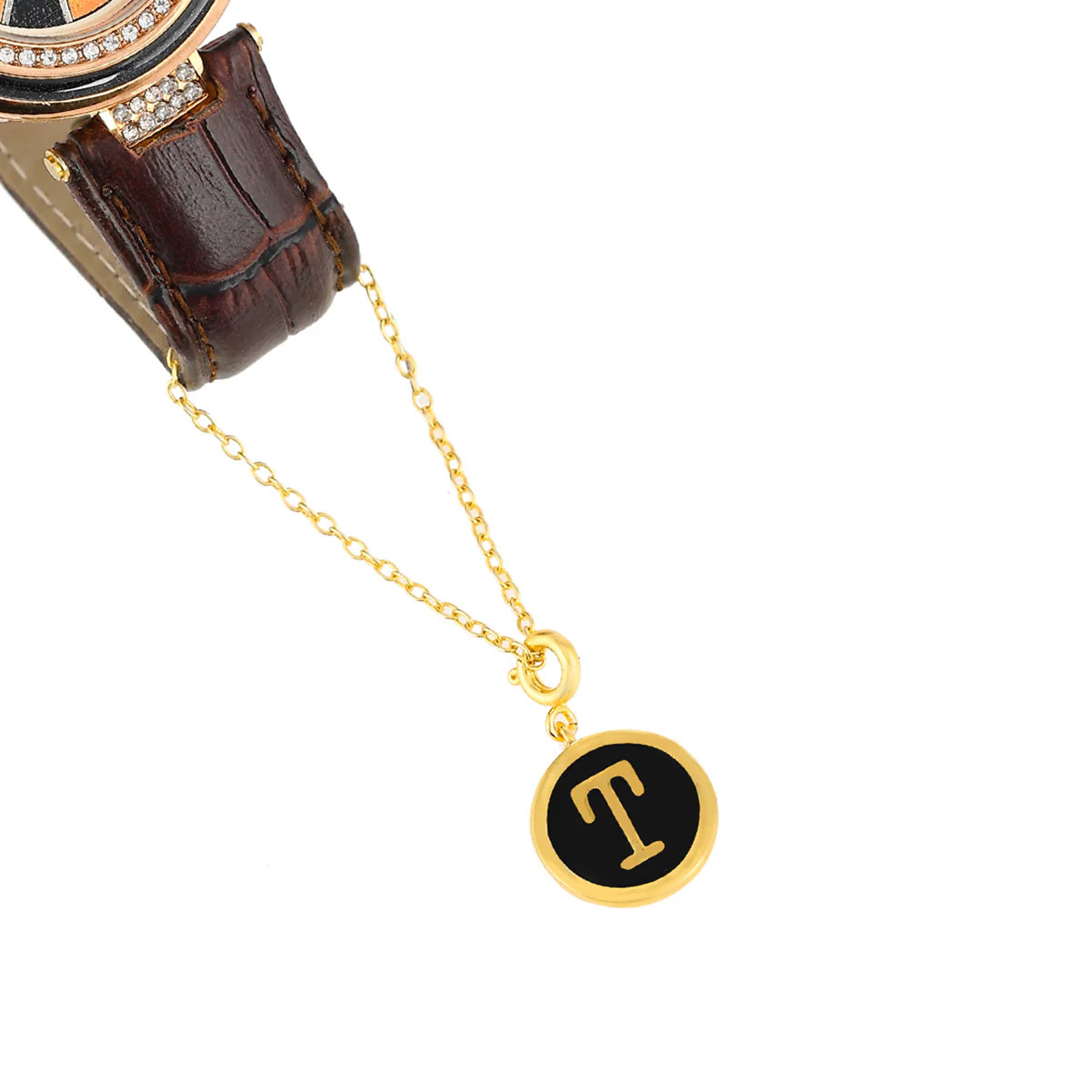 Alphabet T Black Enamel Charm - Image 5
