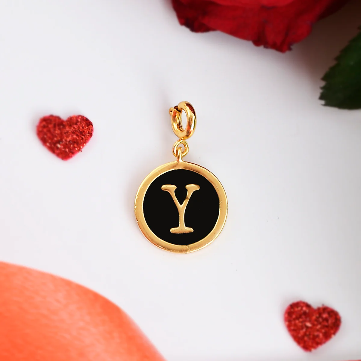 Alphabet Y Black Enamel Charm