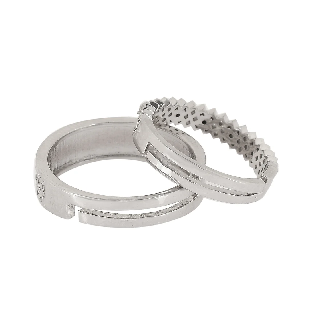 Sterling Silver CZ Gems Couple Band Rings - Image 5