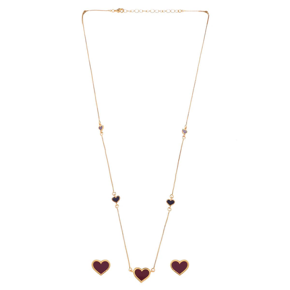 Deep Red Enamel Heart Pendant Set - Image 3