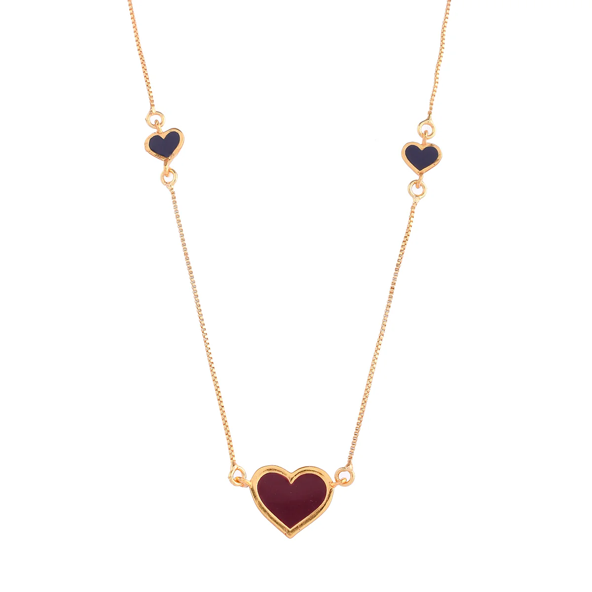 Deep Red Enamel Heart Pendant Set - Image 4