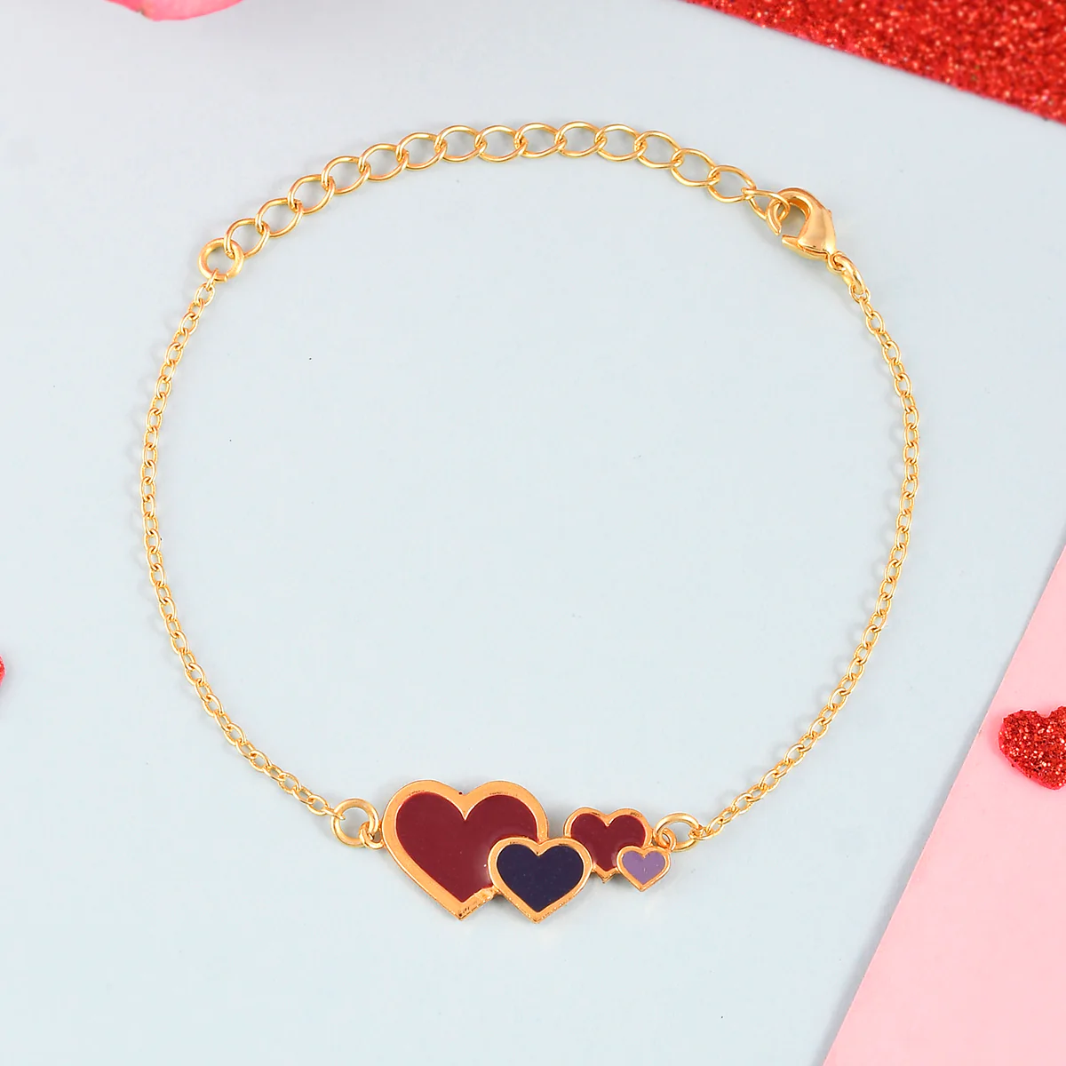 Enamelled Hearts Bracelet