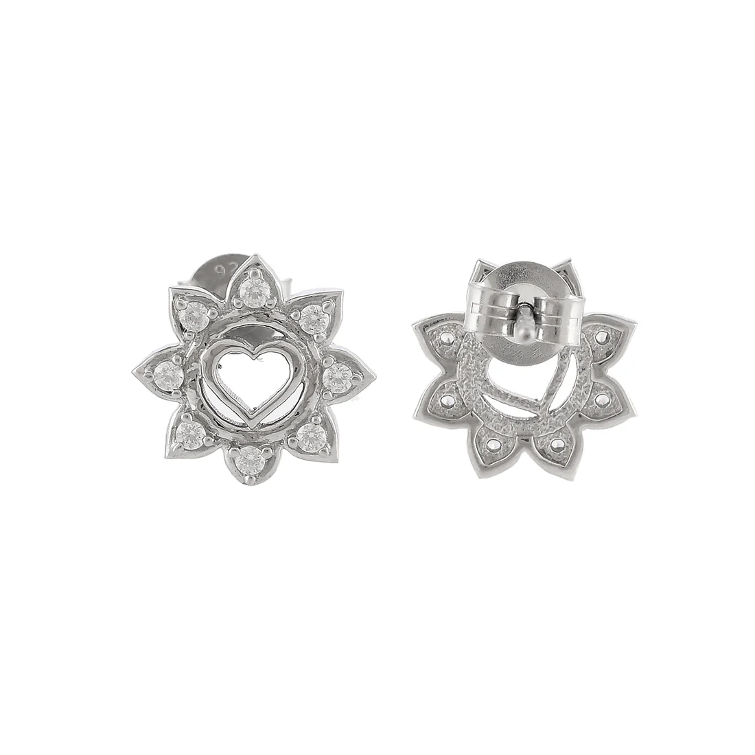 Sterling Silver Floral Heart Earrings - Image 5