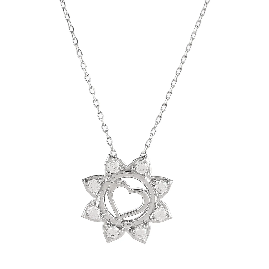 Sterling Silver Floral Heart Pendant - Image 4