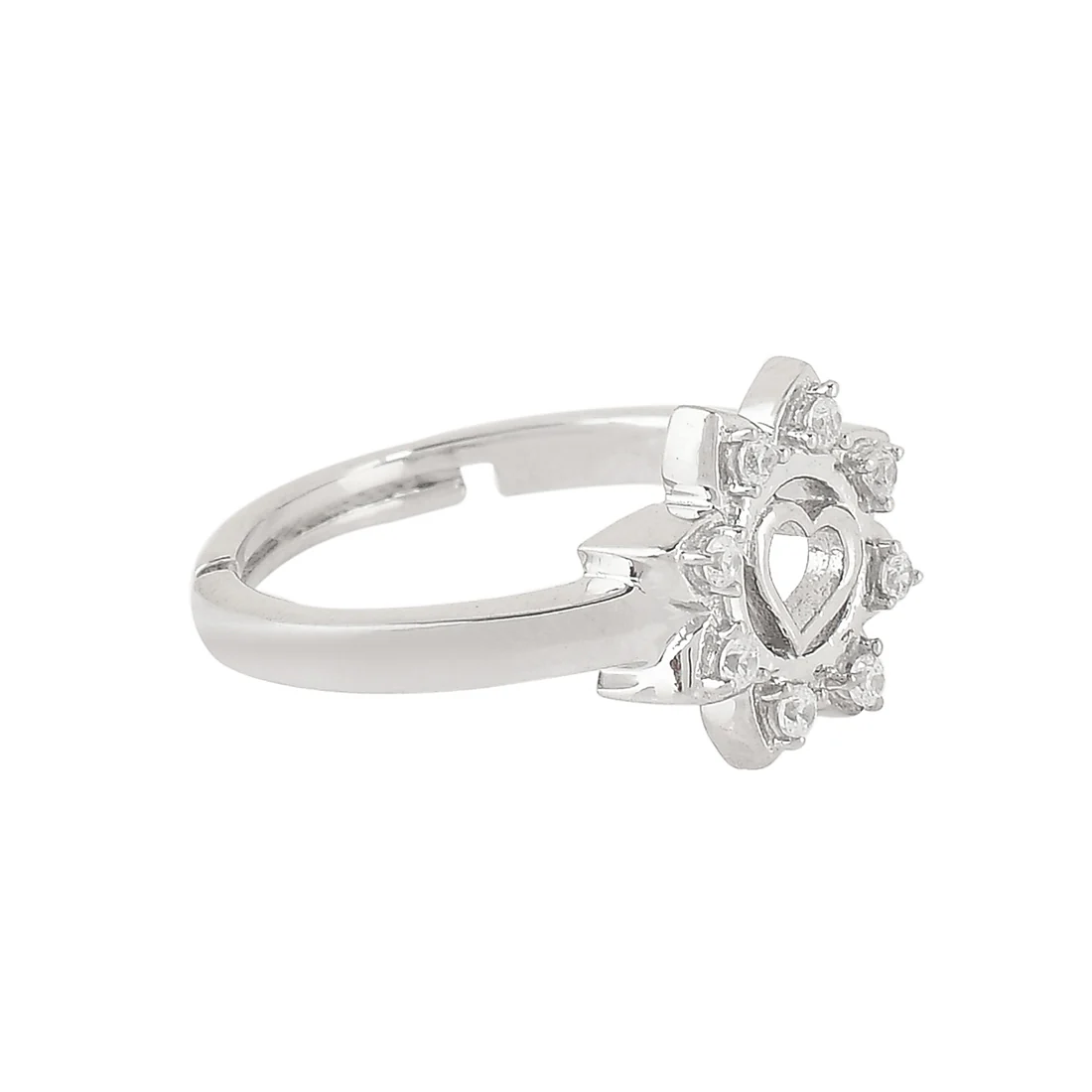Sterling Silver Floral Heart Ring - Image 4
