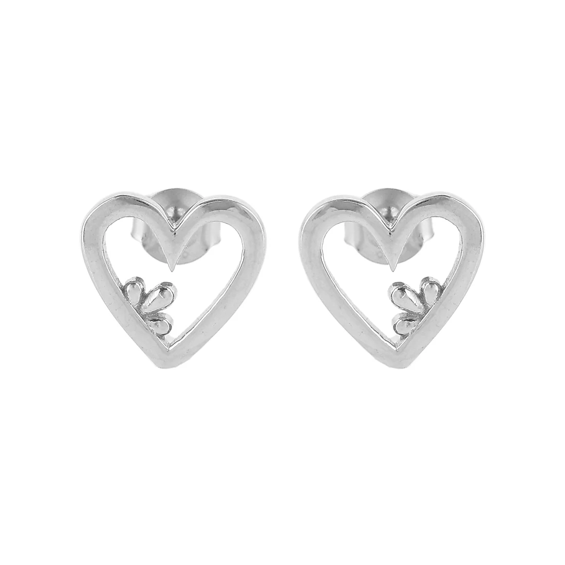 Sterling Silver Heart and Clover Earrings - Image 3