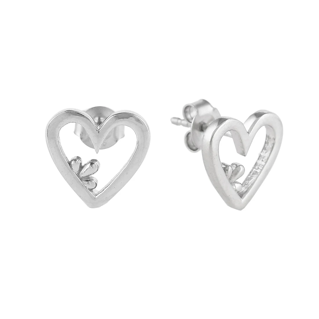 Sterling Silver Heart and Clover Earrings - Image 4