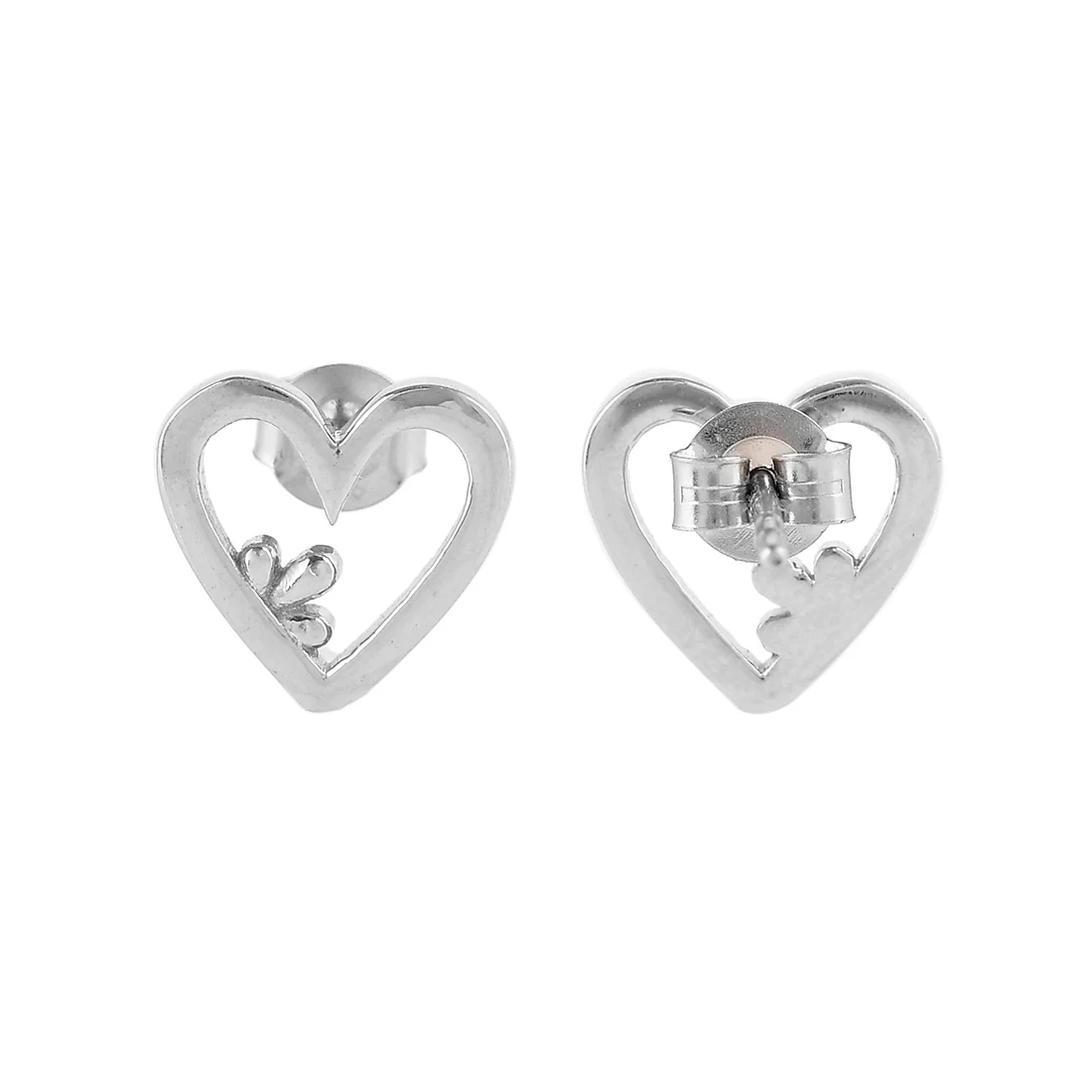 Sterling Silver Heart and Clover Earrings - Image 5