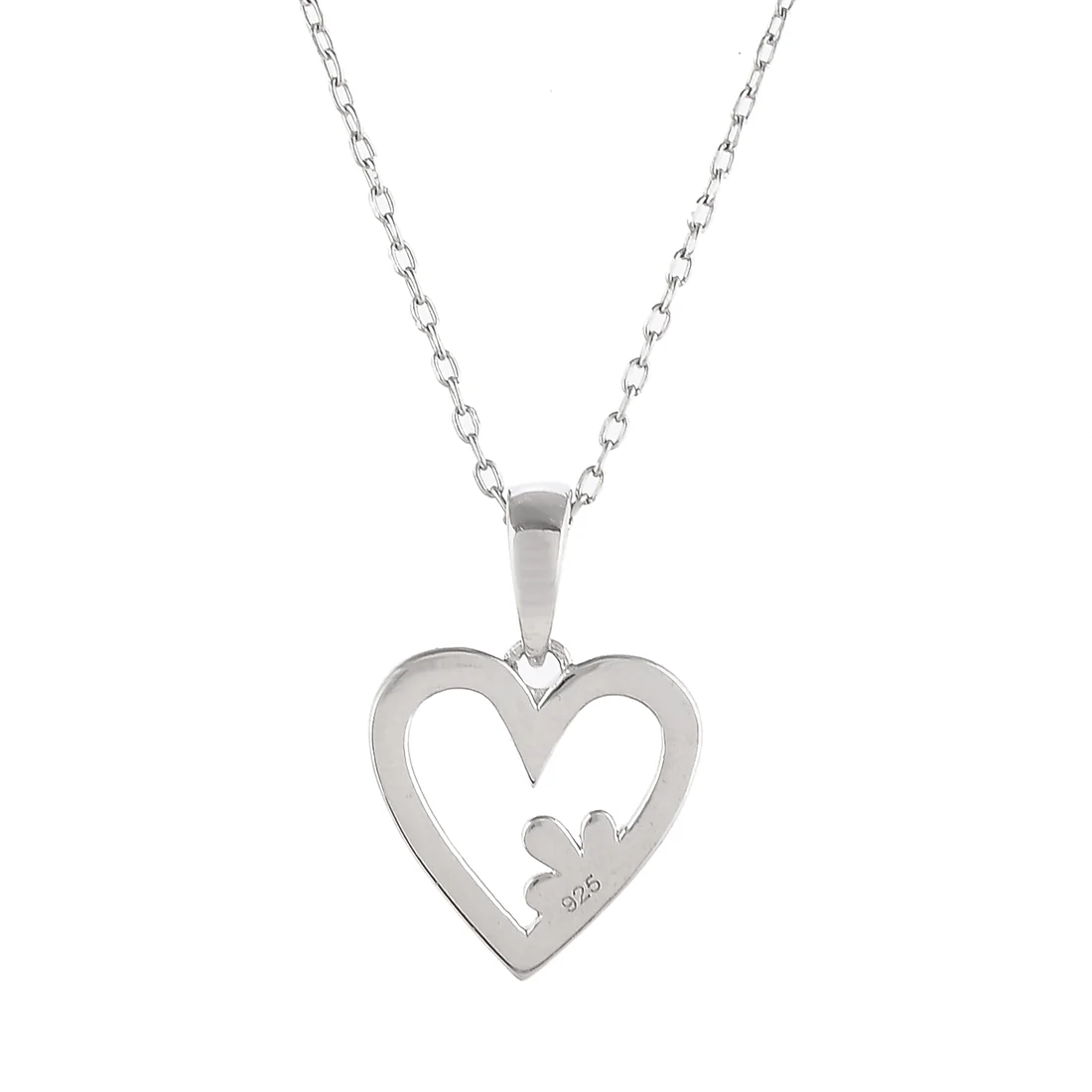 Sterling Silver Heart and Clover Pendant - Image 5
