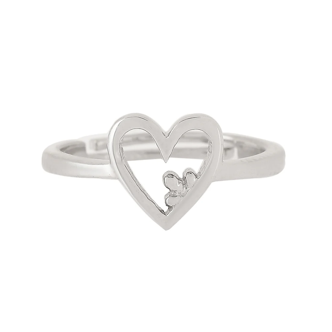Sterling Silver Heart and Clover Ring - Image 3