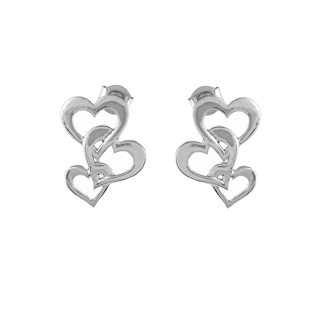 Sterling Silver Interlocked Hearts Earrings - Image 3