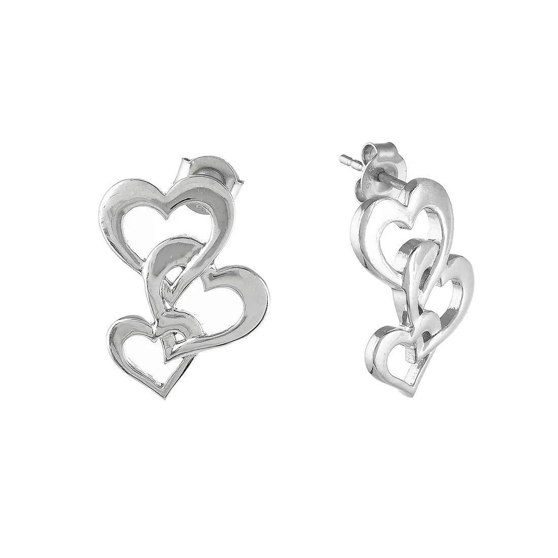 Sterling Silver Interlocked Hearts Earrings - Image 4