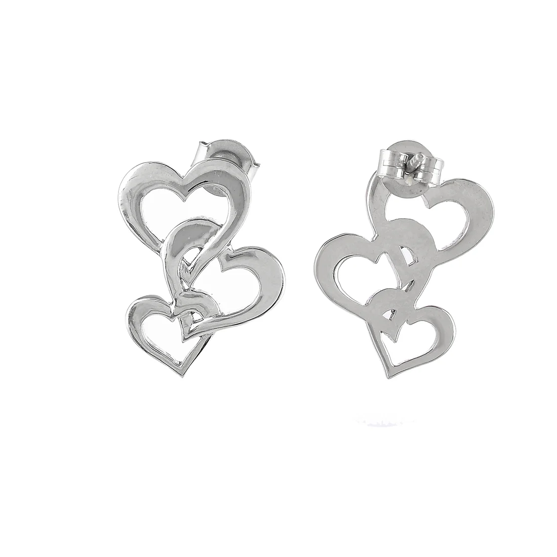 Sterling Silver Interlocked Hearts Earrings - Image 5