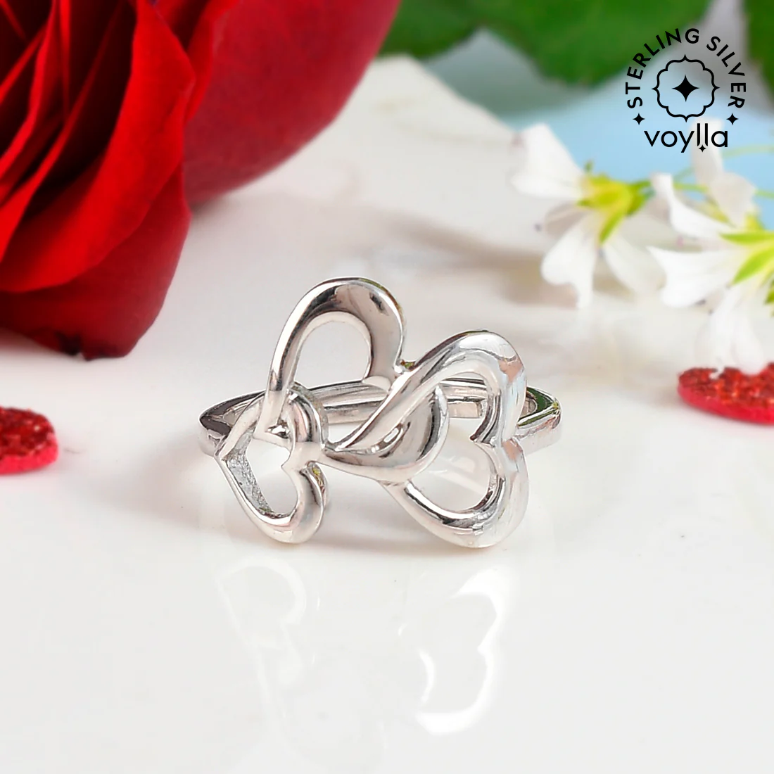 Sterling Silver Interlocked Hearts Ring