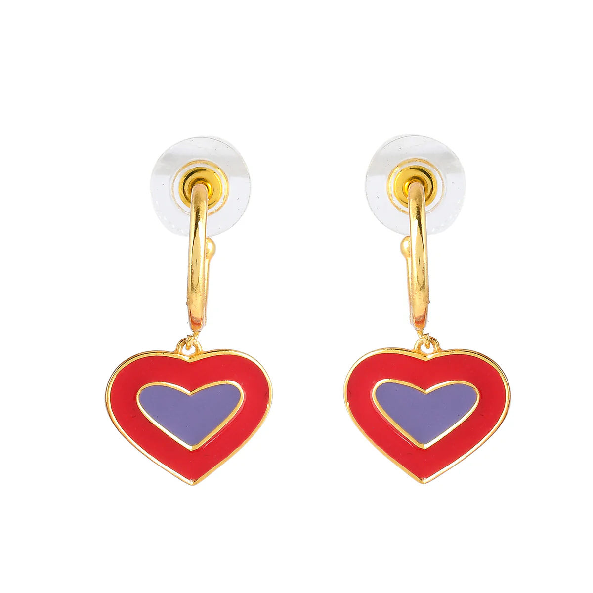 Layered Hearts Enamelled Earrings - Image 3