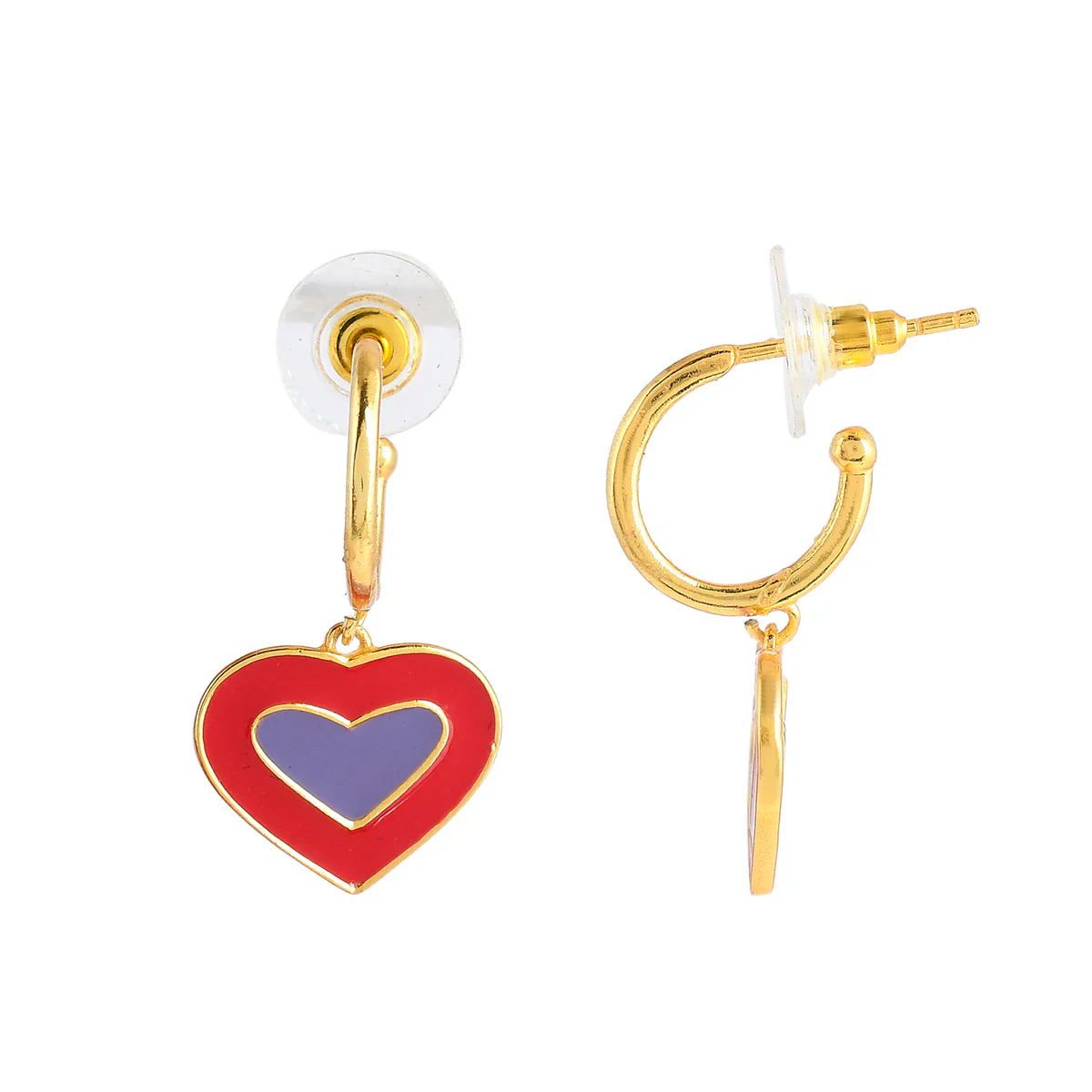 Layered Hearts Enamelled Earrings - Image 4