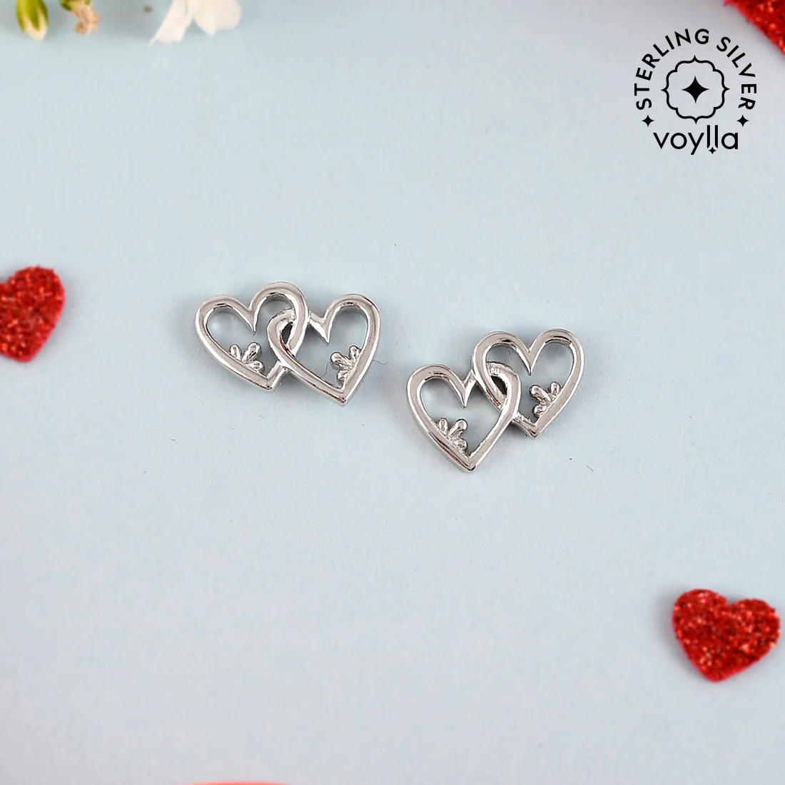 Sterling Silver Linked Hearts Earrings