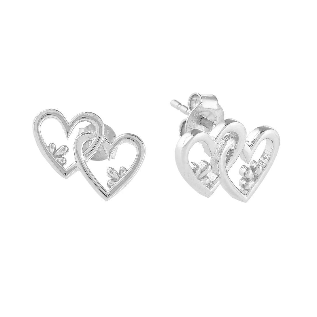 Sterling Silver Linked Hearts Earrings - Image 4