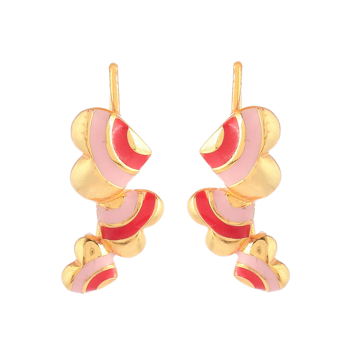 Pink and Red Heart Drops Earrings - Image 3