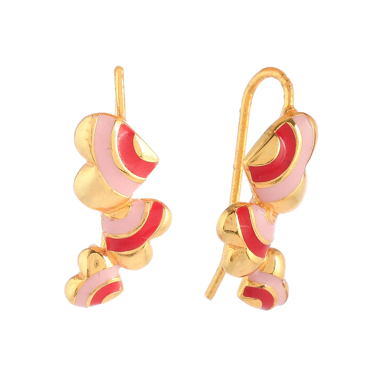 Pink and Red Heart Drops Earrings - Image 4