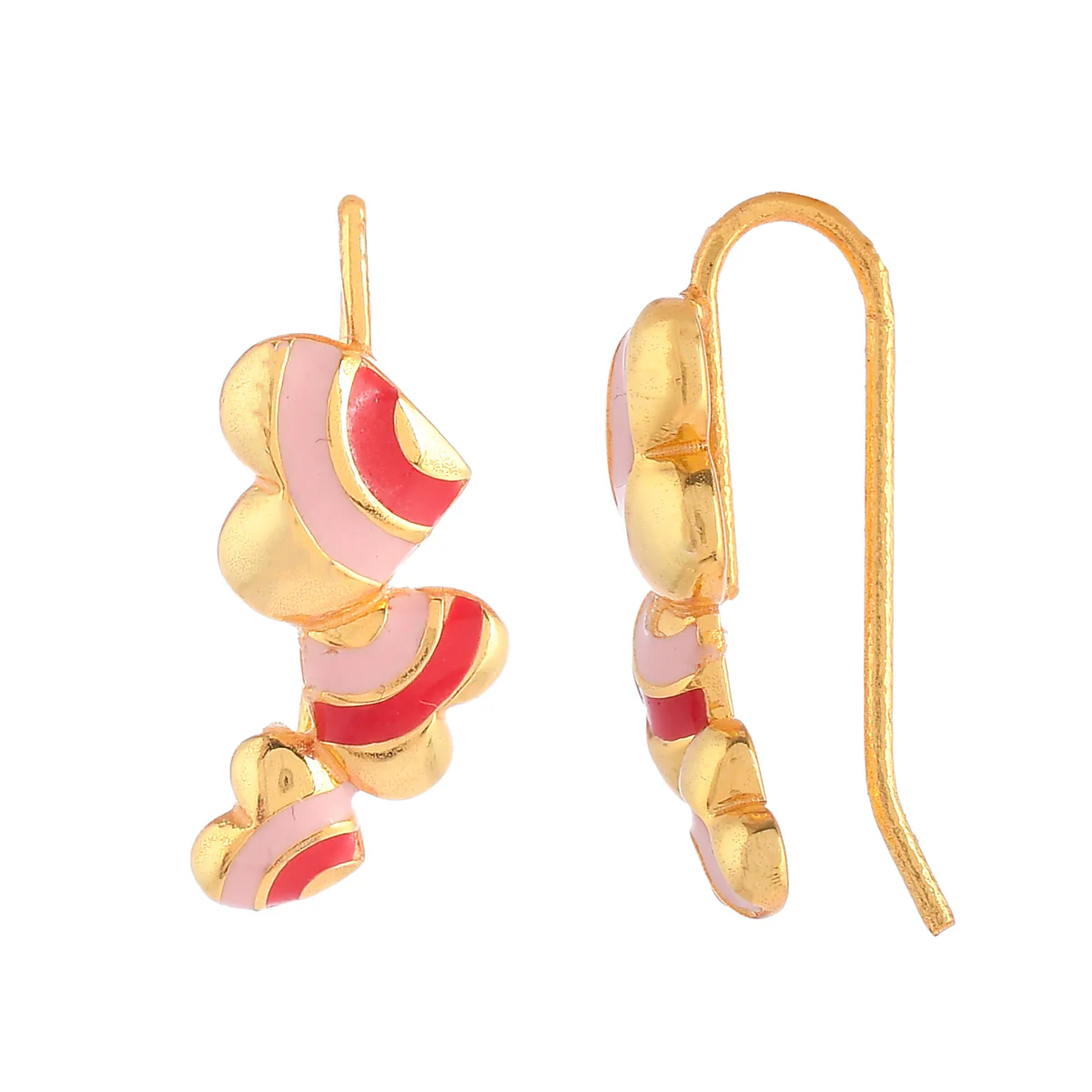 Pink and Red Heart Drops Earrings - Image 5