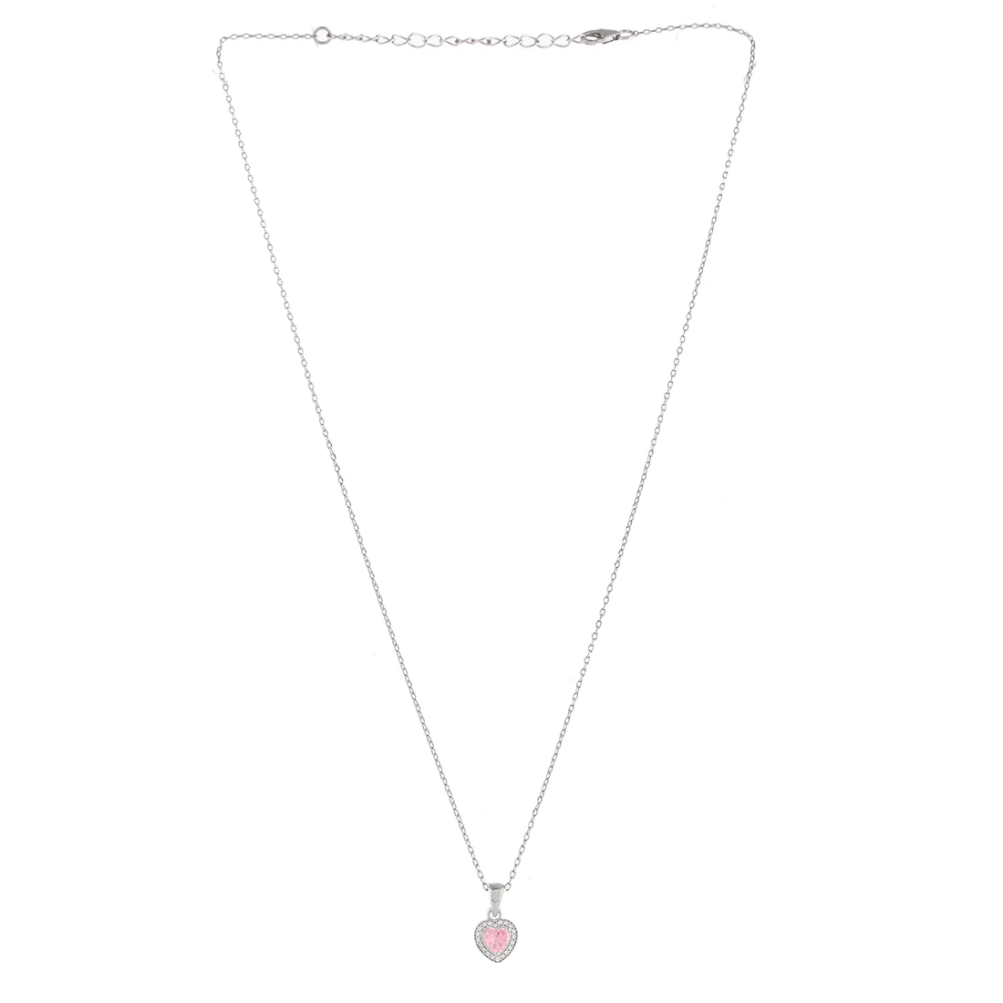 Sterling Silver Pink and Silver Zircons Pendant - Image 3