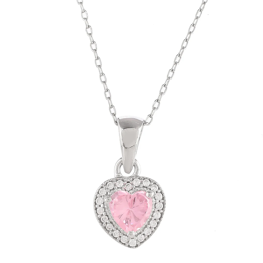 Sterling Silver Pink and Silver Zircons Pendant - Image 4