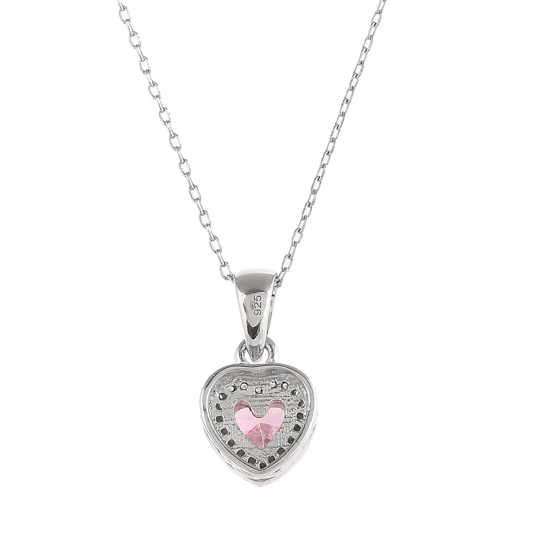 Sterling Silver Pink and Silver Zircons Pendant - Image 5
