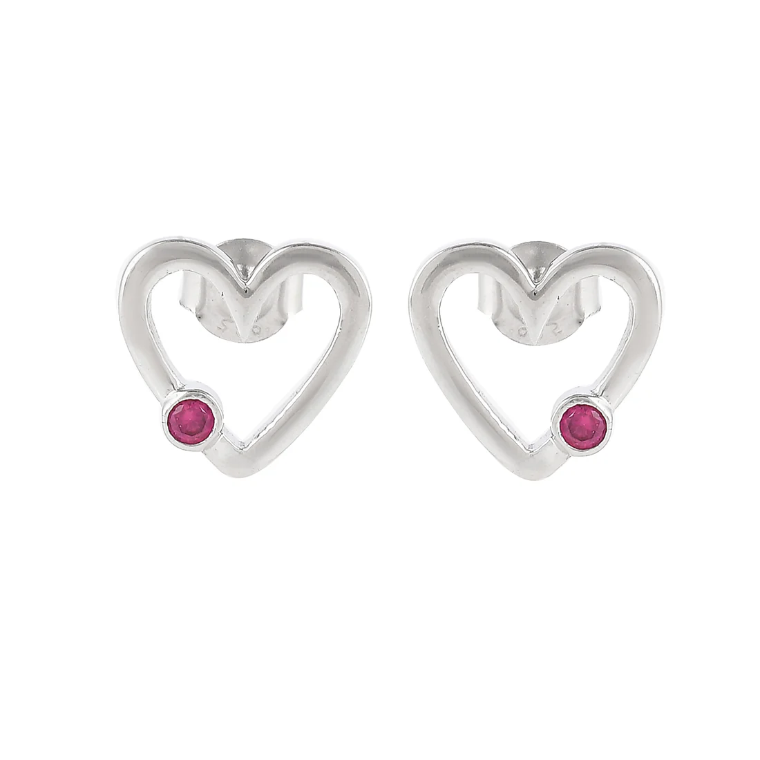 Sterling Silver Pink Zircon Studded Heart Drop Earrings - Image 3