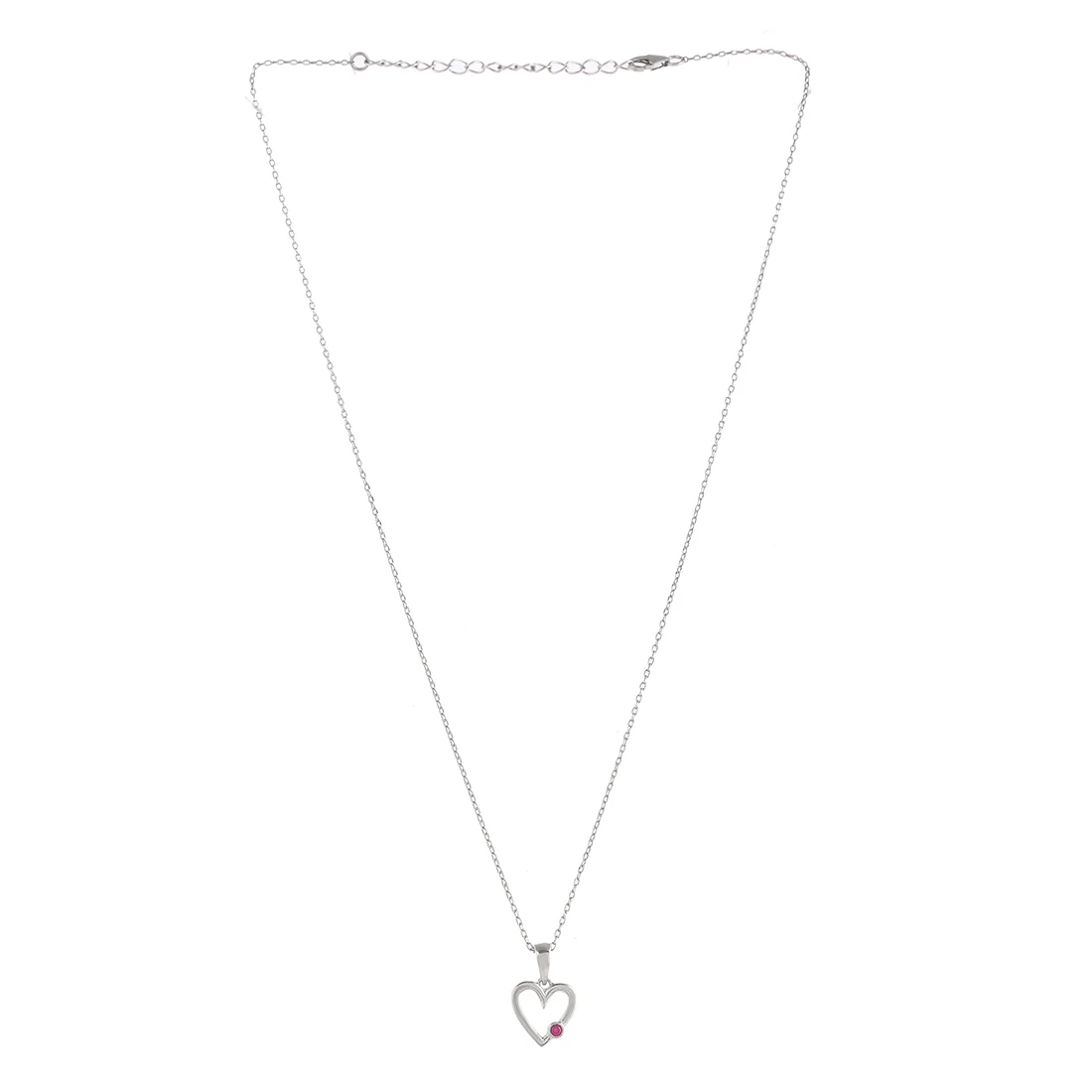 Sterling Silver Pink Zircon Studded Heart Pendant - Image 3