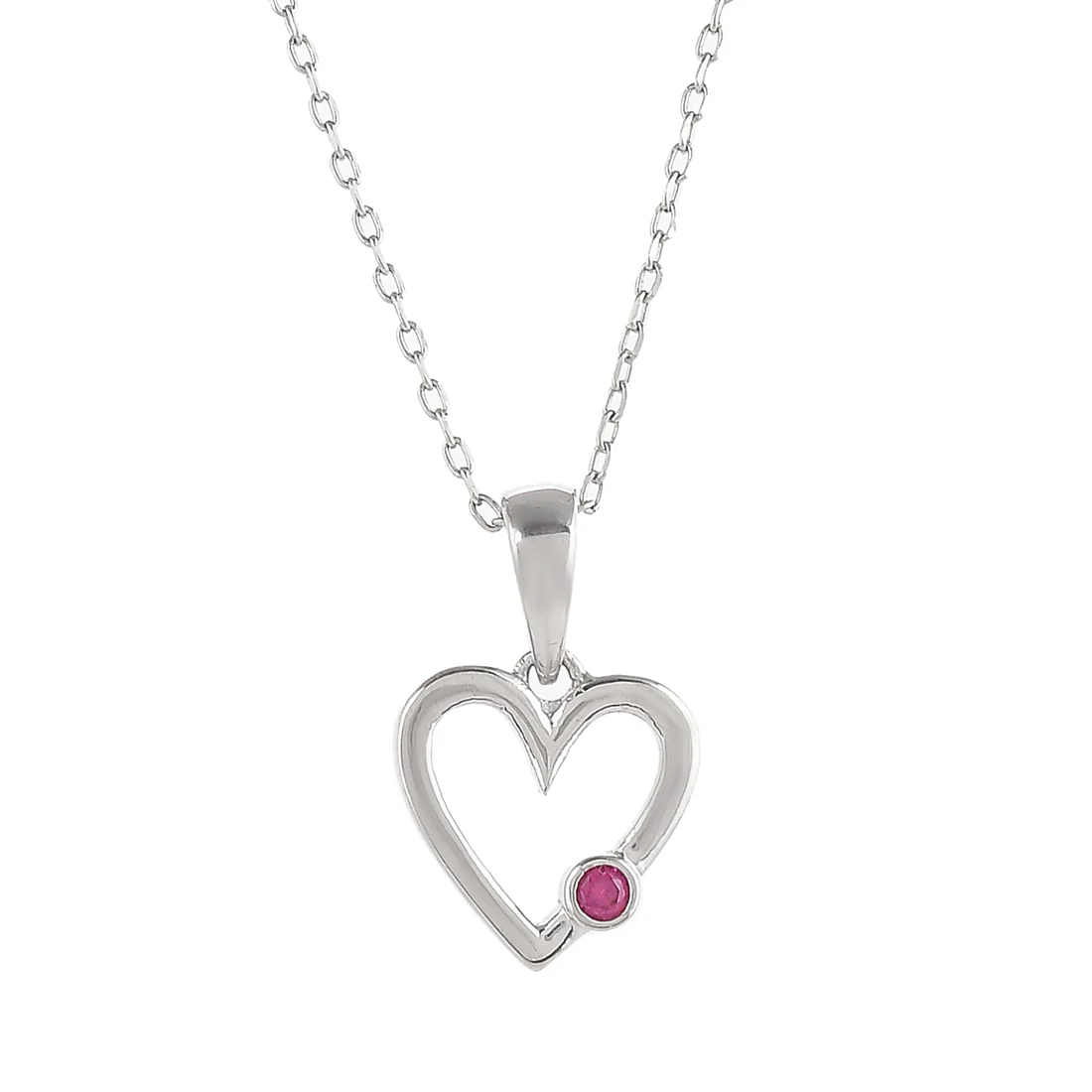 Sterling Silver Pink Zircon Studded Heart Pendant - Image 4