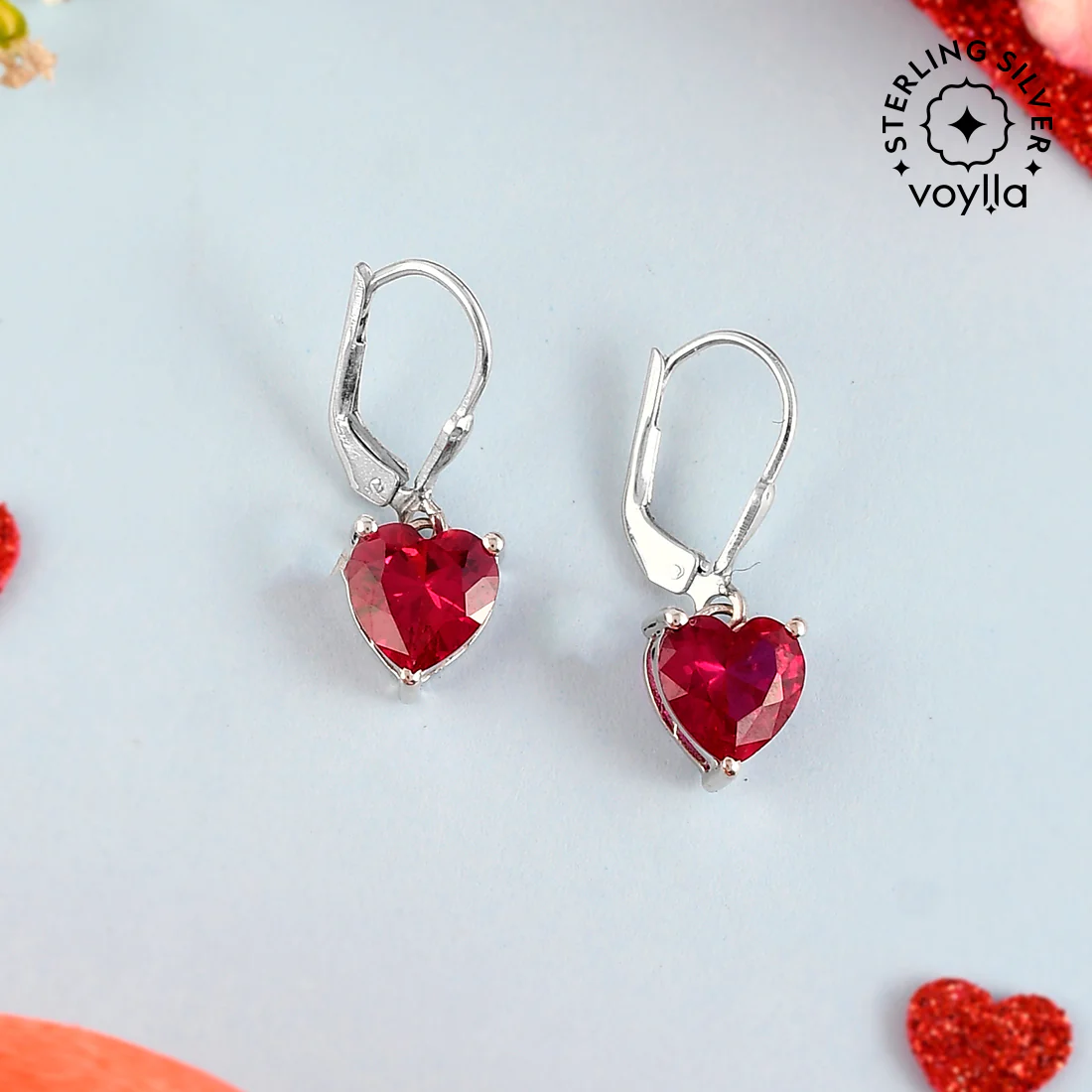 Red Heart CZ Huggie Earrings