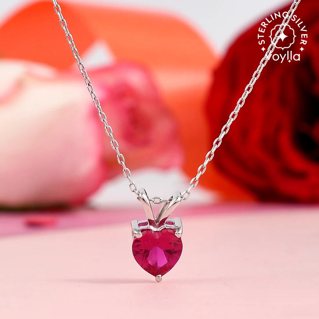 Red Zirconia Heart Pendant