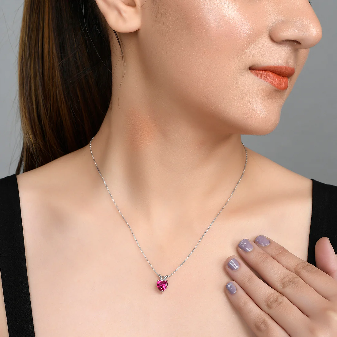 Red Zirconia Heart Pendant - Image 2