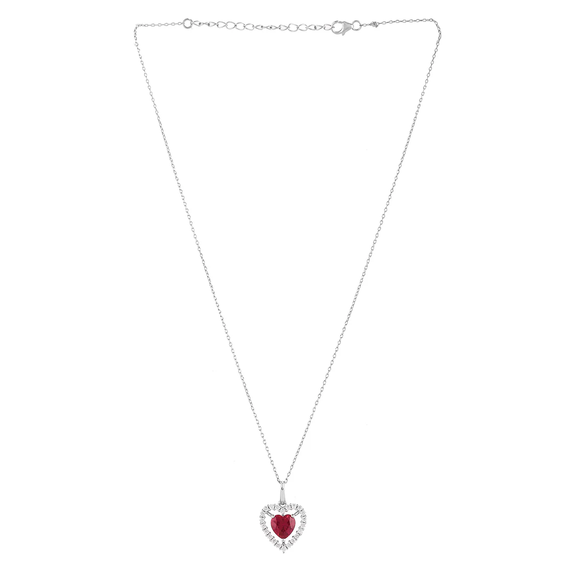 Sterling Silver Red Heart Shaped Pendant - Image 3