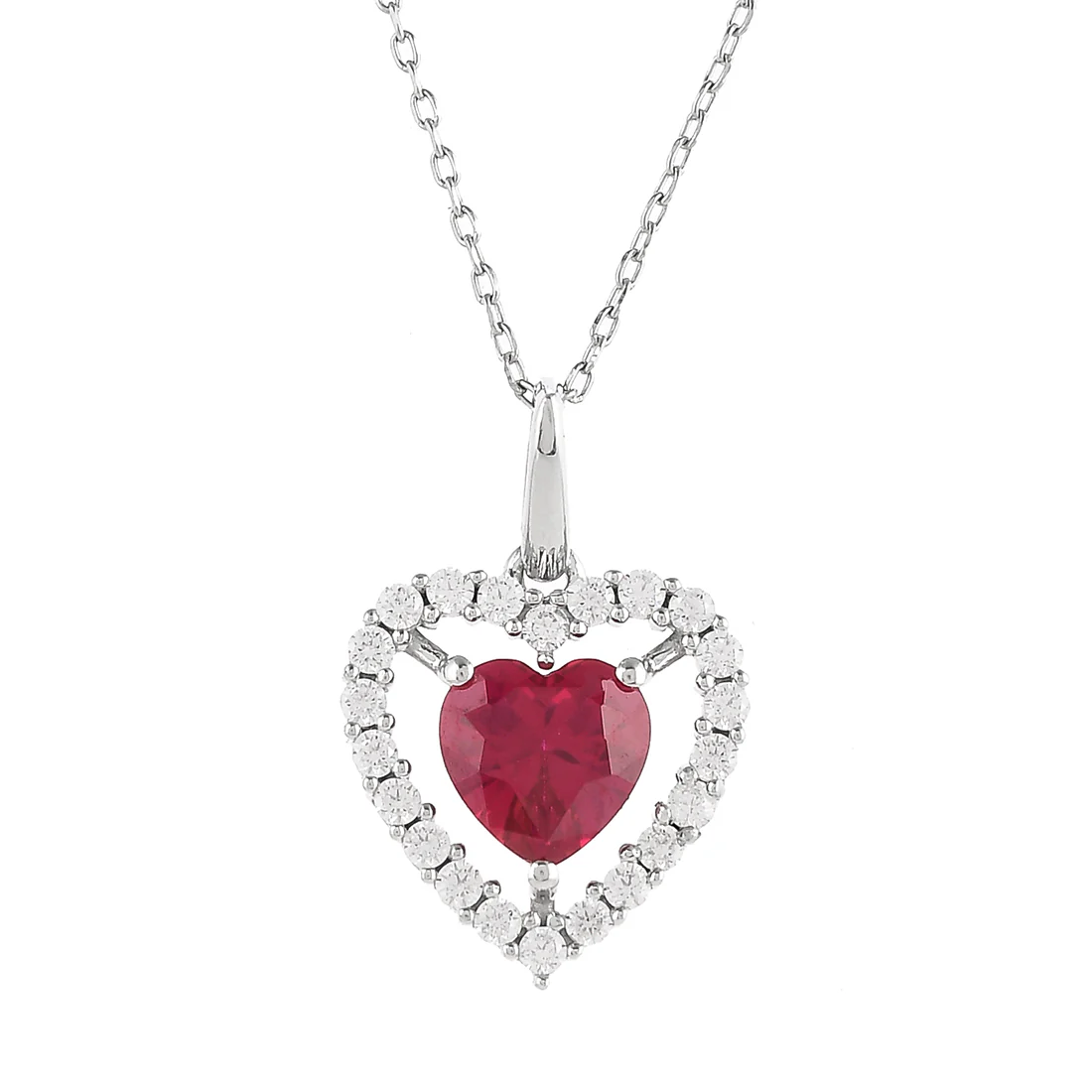 Sterling Silver Red Heart Shaped Pendant - Image 4