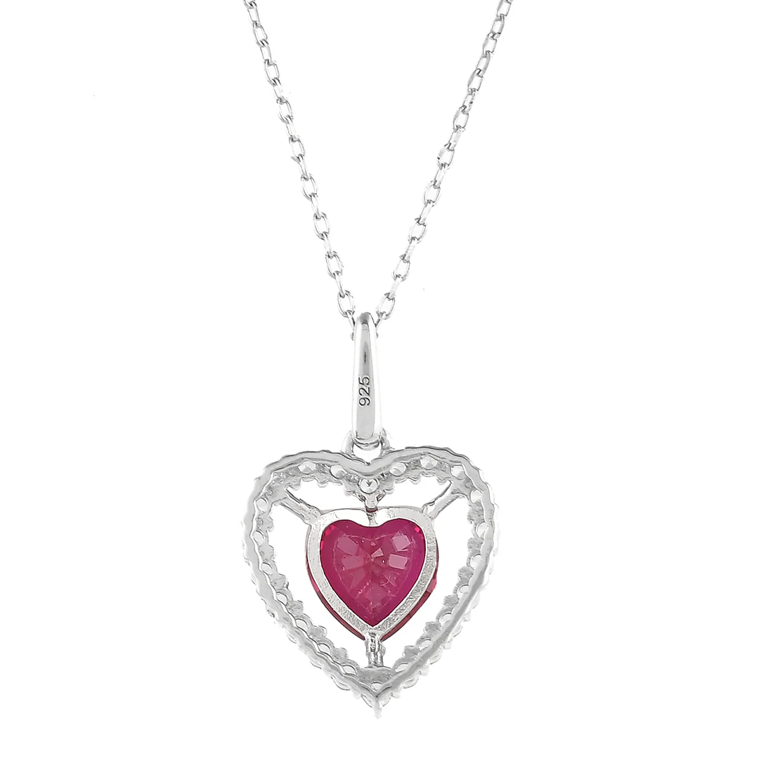 Sterling Silver Red Heart Shaped Pendant - Image 5