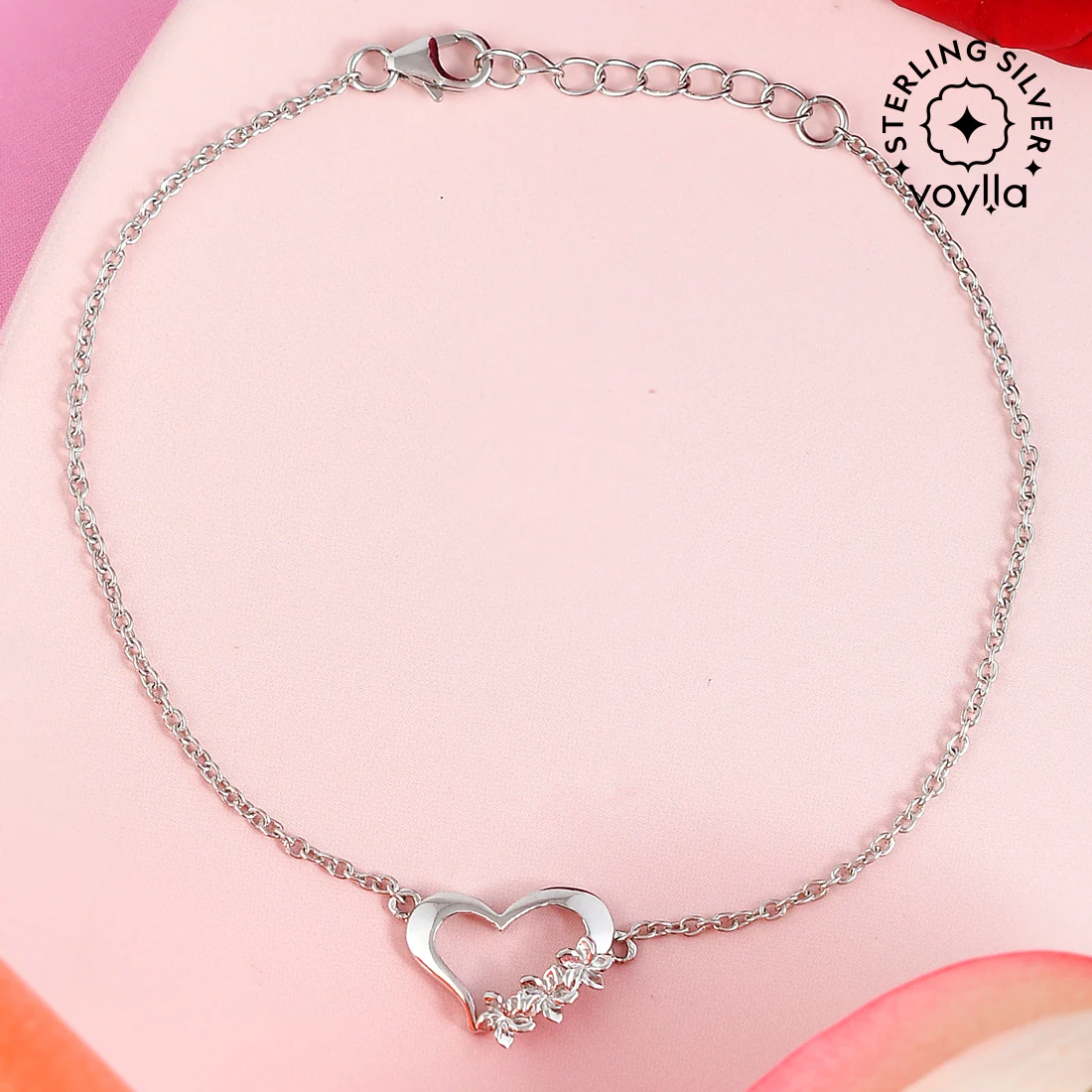 Sterling Silver Star Studded Heart Bracelet