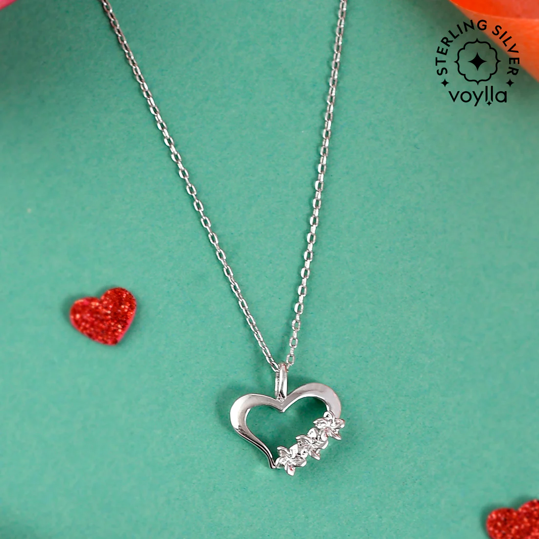 Sterling Silver Star Studded Heart Pendant